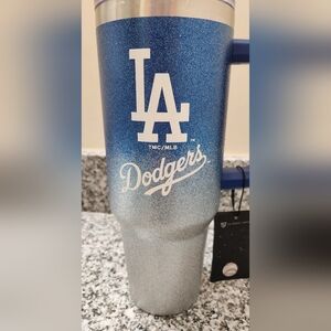 NEW Los Angeles Dodgers MLB 40 Oz Blue Silver Glitter Ombre Gradient Tumbler Cup